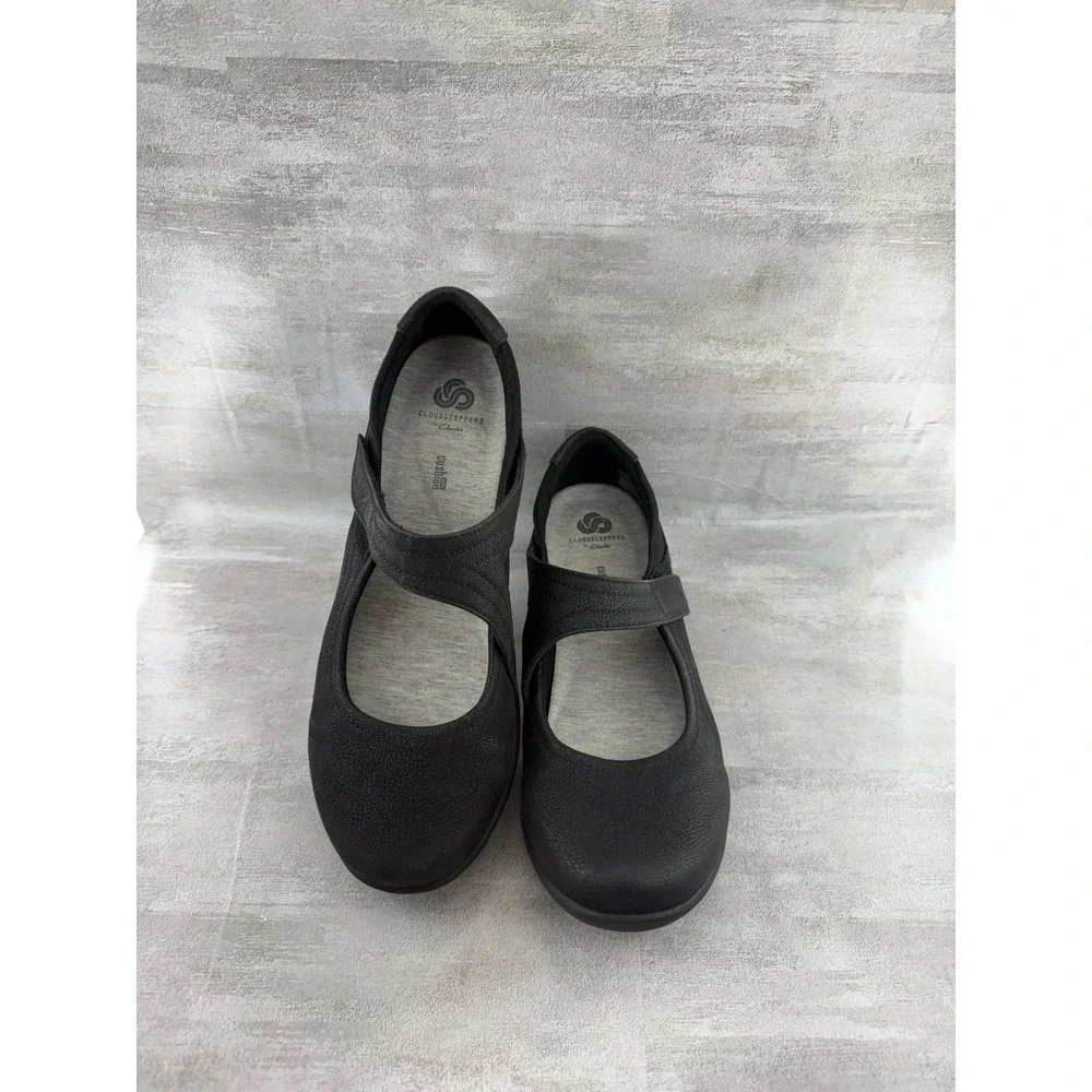 Clarks Cloudsteppers Sillian Tana Black Mary Jane Flats Women Sz 10W Wide